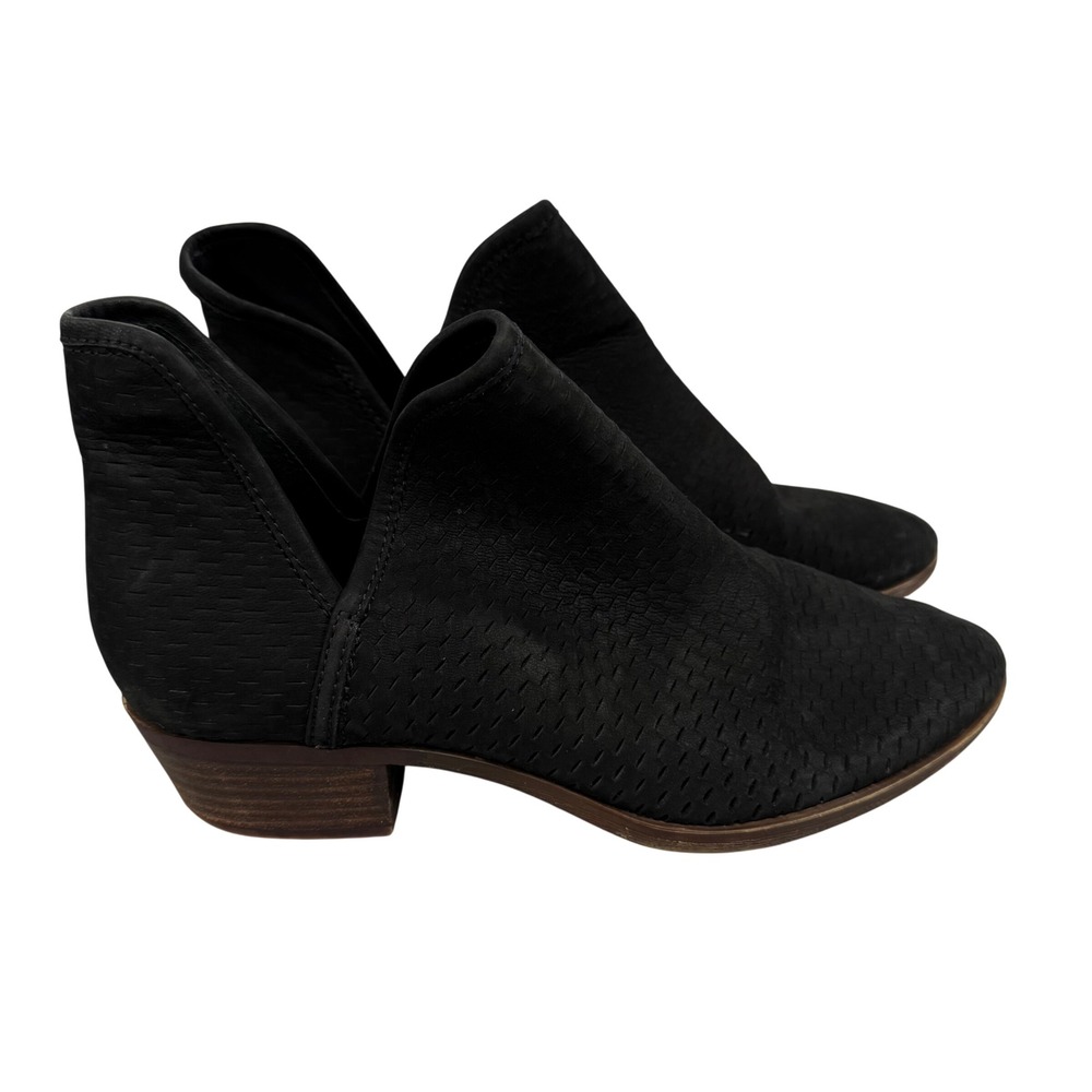 Lucky Brand Basel Black Perforated V-Cut Ankle Booties Womens Size 9M 40 Western
